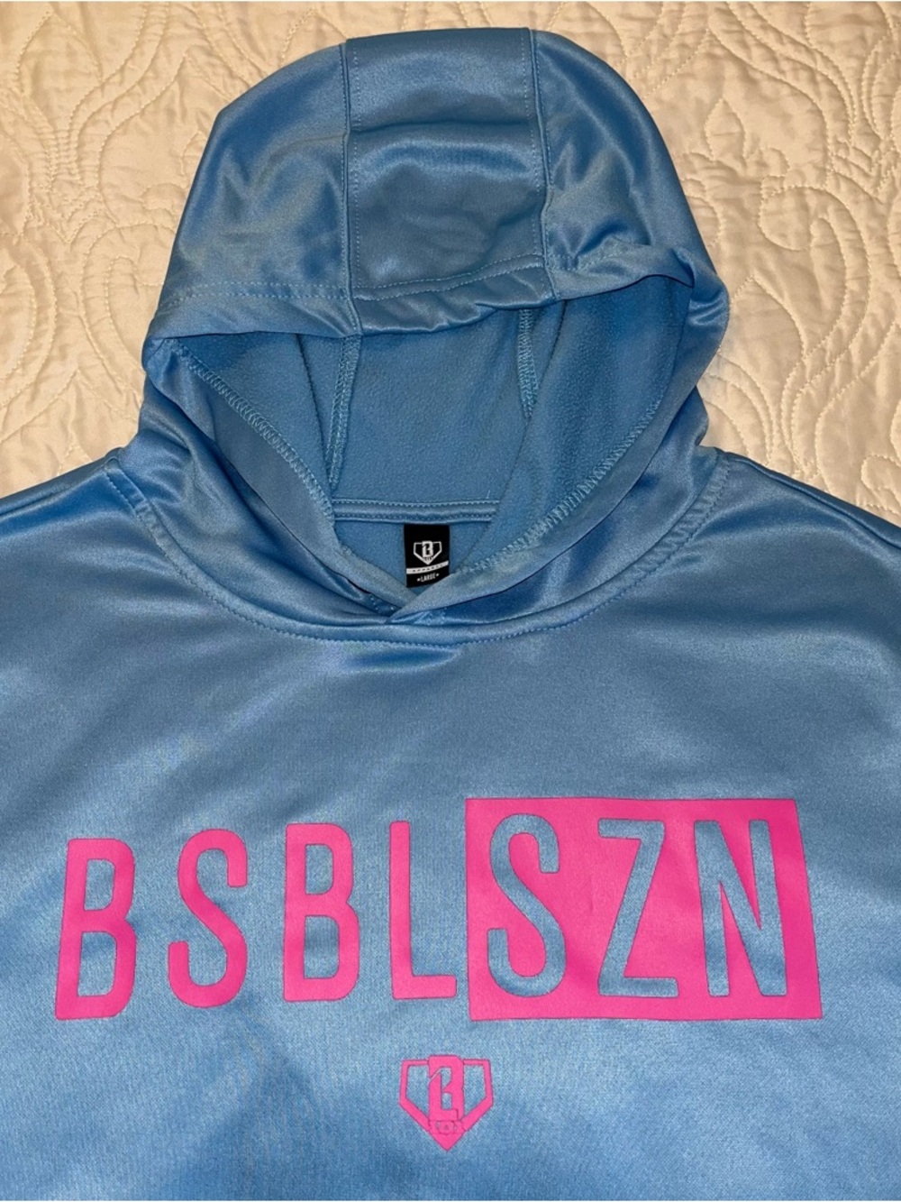 EUC BSBL SZN Men’s Light Blue Hooded Short-Sleeve Shirt - Picture 2 of 7
